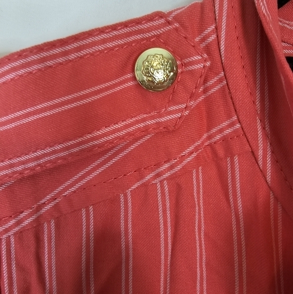 10 Crosby Derek Lam size 4 striped button-down midi dress red linen utility NWOT - Picture 3 of 6